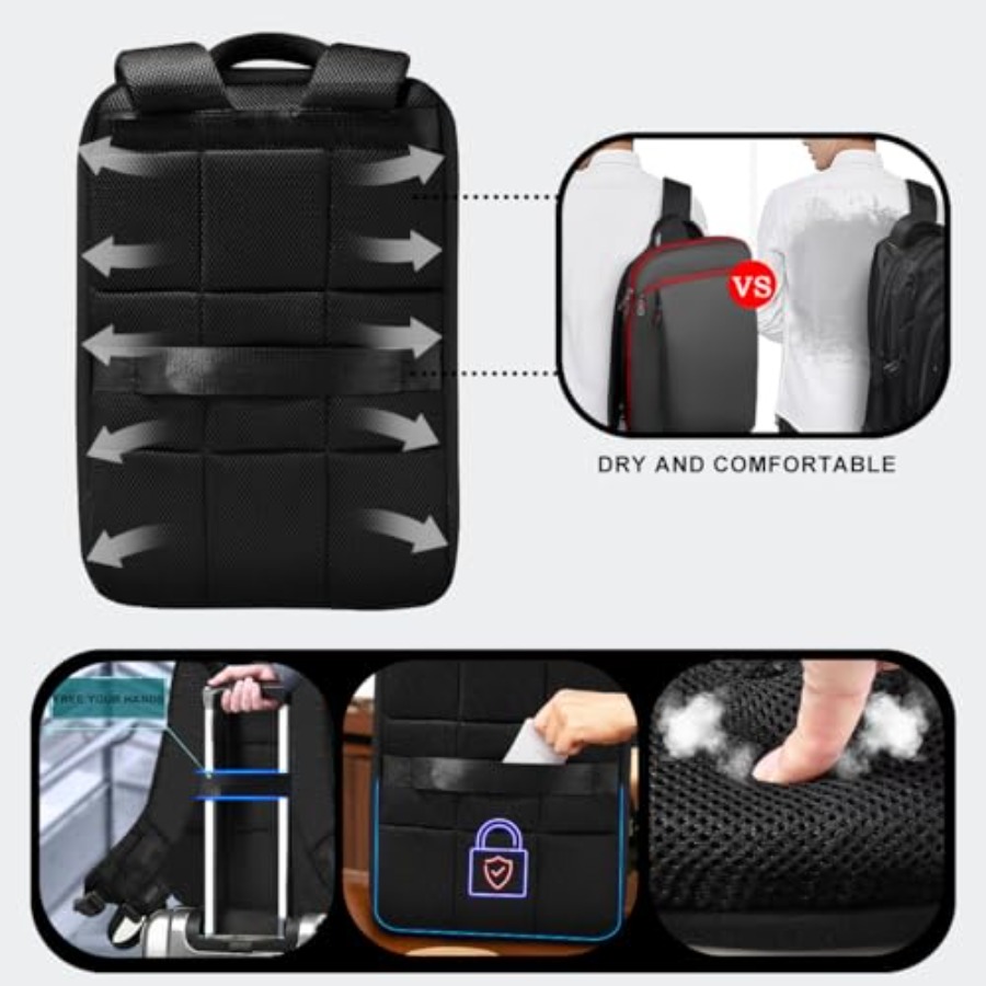 Mochila para laptop fina e exp - Travel Backpack Anti Theft avaliação e preço